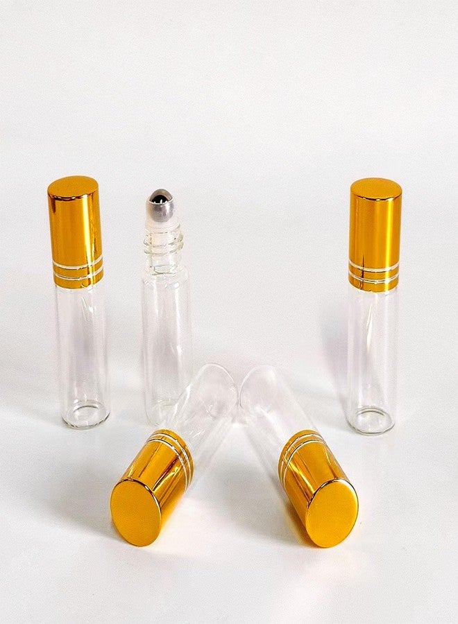 PYAWI 50 PCS 5ml Clear Glass Essential Oil Roller Bottles with Stainless Steel Roller Ball,Gold Caps,for Travel Perfume-2 Funnels, 2 Dropper, 1 Opener (5ml) - Image 3